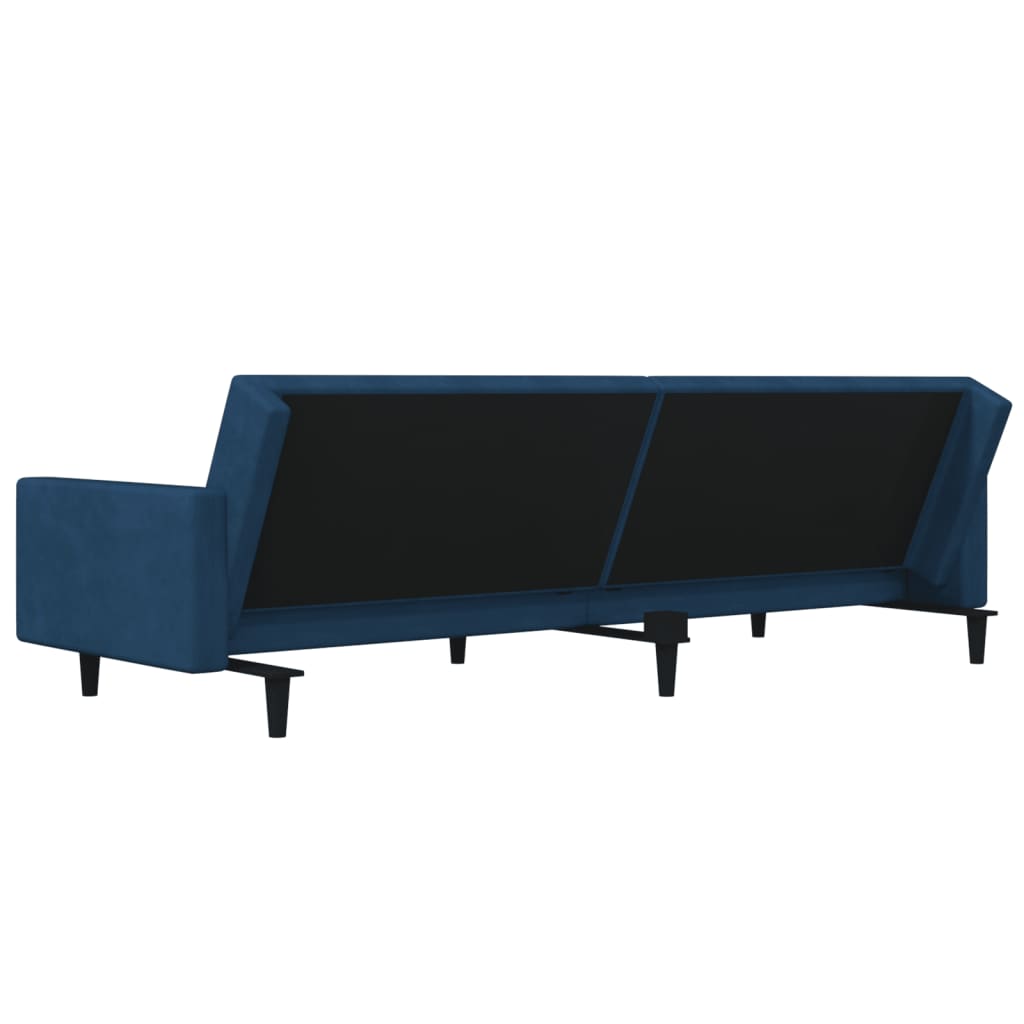 Slaapbank 2-zits met 2 kussens fluweel blauw is nu te koop bij PeponiXL, paradijselijk wonen!