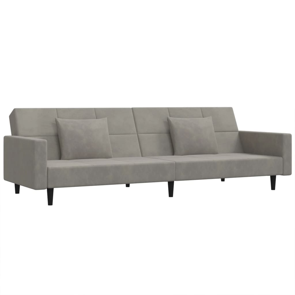 Slaapbank 2-zits met 2 kussens fluweel lichtgrijs is nu te koop bij PeponiXL, paradijselijk wonen!