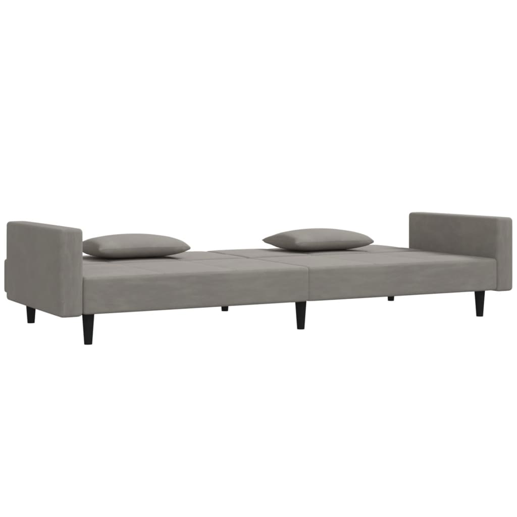 Slaapbank 2-zits met 2 kussens fluweel lichtgrijs is nu te koop bij PeponiXL, paradijselijk wonen!