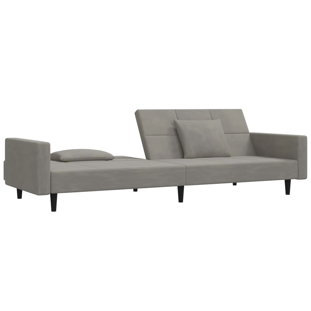 Slaapbank 2-zits met 2 kussens fluweel lichtgrijs is nu te koop bij PeponiXL, paradijselijk wonen!