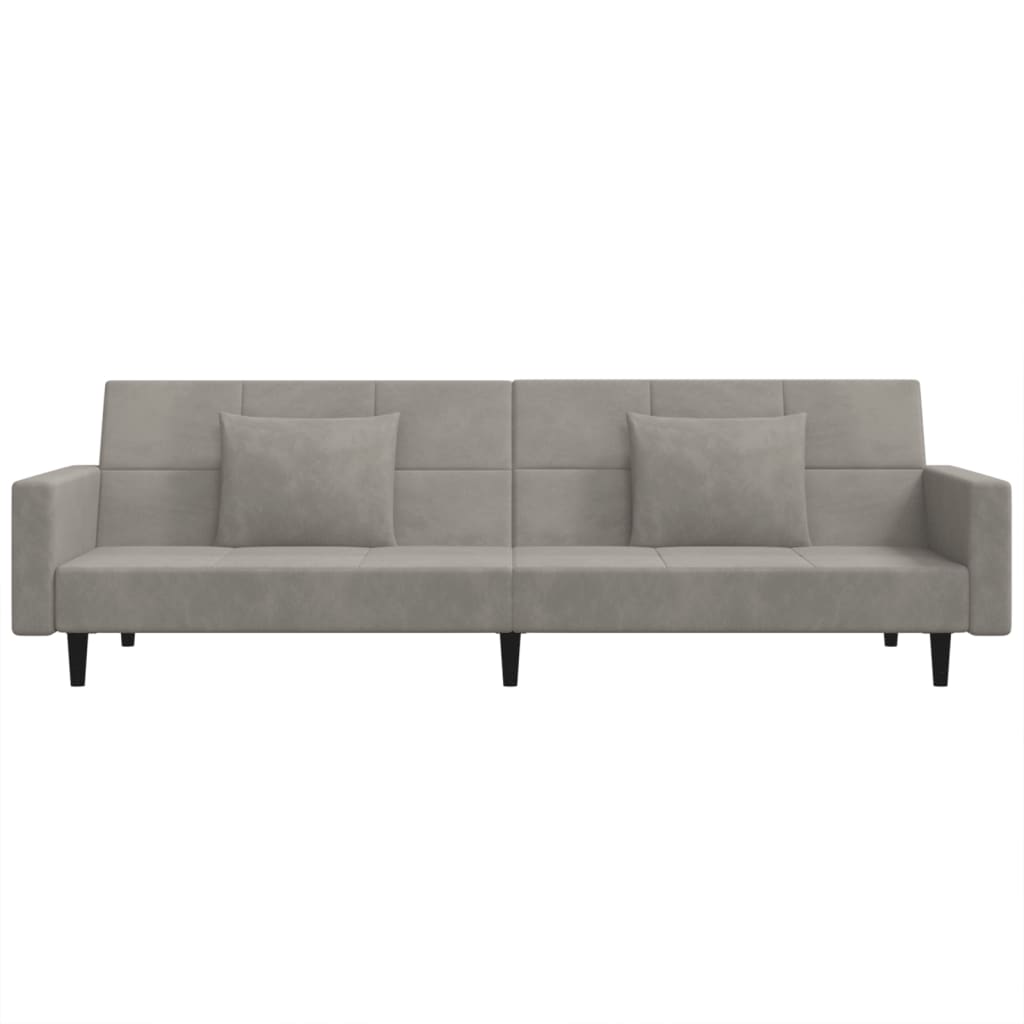 Slaapbank 2-zits met 2 kussens fluweel lichtgrijs is nu te koop bij PeponiXL, paradijselijk wonen!