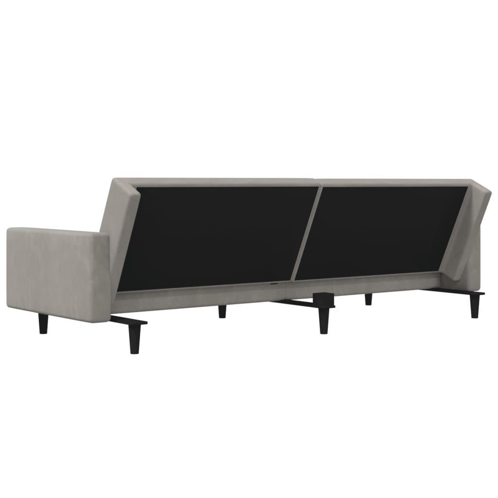 Slaapbank 2-zits met 2 kussens fluweel lichtgrijs is nu te koop bij PeponiXL, paradijselijk wonen!