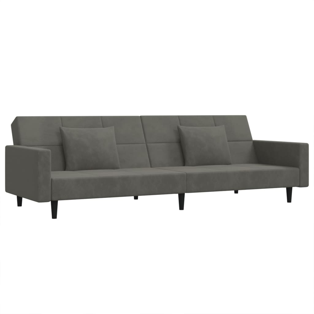 Slaapbank 2-zits met 2 kussens fluweel donkergrijs is nu te koop bij PeponiXL, paradijselijk wonen!