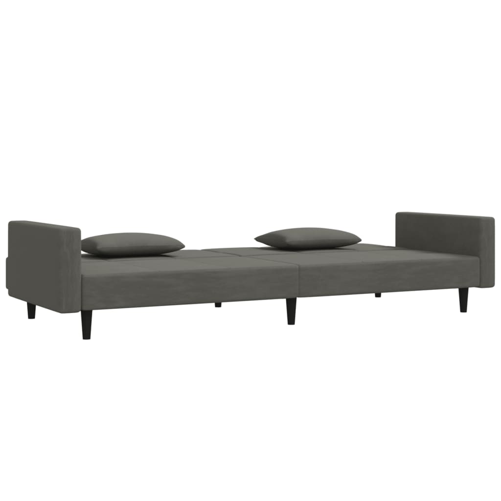 Slaapbank 2-zits met 2 kussens fluweel donkergrijs is nu te koop bij PeponiXL, paradijselijk wonen!