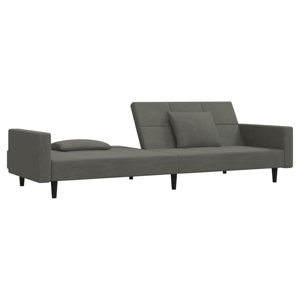 Slaapbank 2-zits met 2 kussens fluweel donkergrijs is nu te koop bij PeponiXL, paradijselijk wonen!