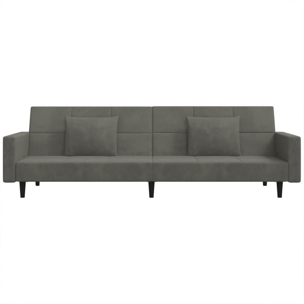 Slaapbank 2-zits met 2 kussens fluweel donkergrijs is nu te koop bij PeponiXL, paradijselijk wonen!