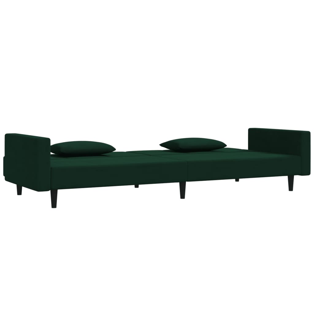 Slaapbank 2-zits met 2 kussens fluweel donkergroen is nu te koop bij PeponiXL, paradijselijk wonen!