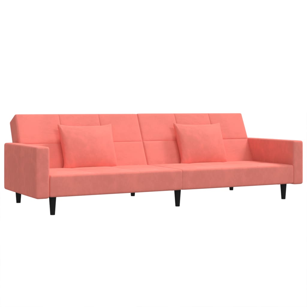 Slaapbank 2-zits met 2 kussens fluweel roze is nu te koop bij PeponiXL, paradijselijk wonen!