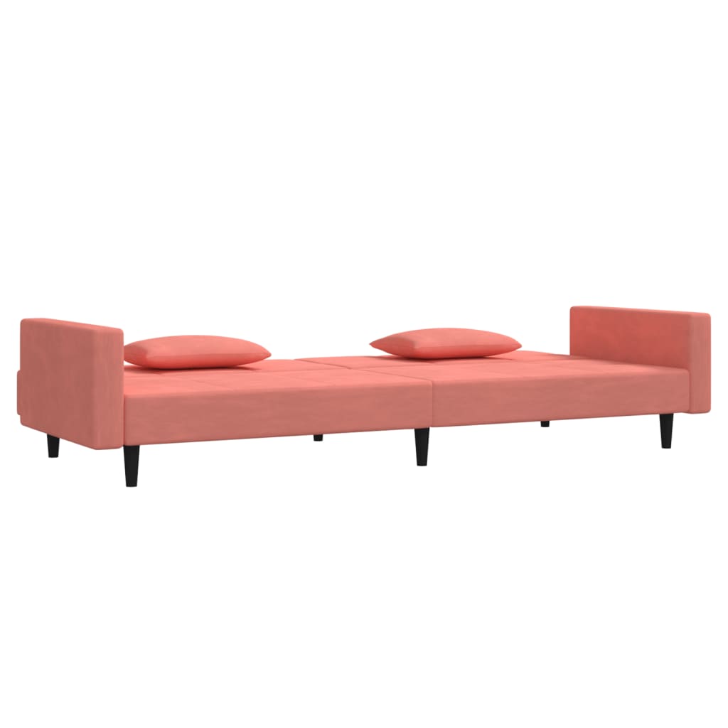 Slaapbank 2-zits met 2 kussens fluweel roze is nu te koop bij PeponiXL, paradijselijk wonen!