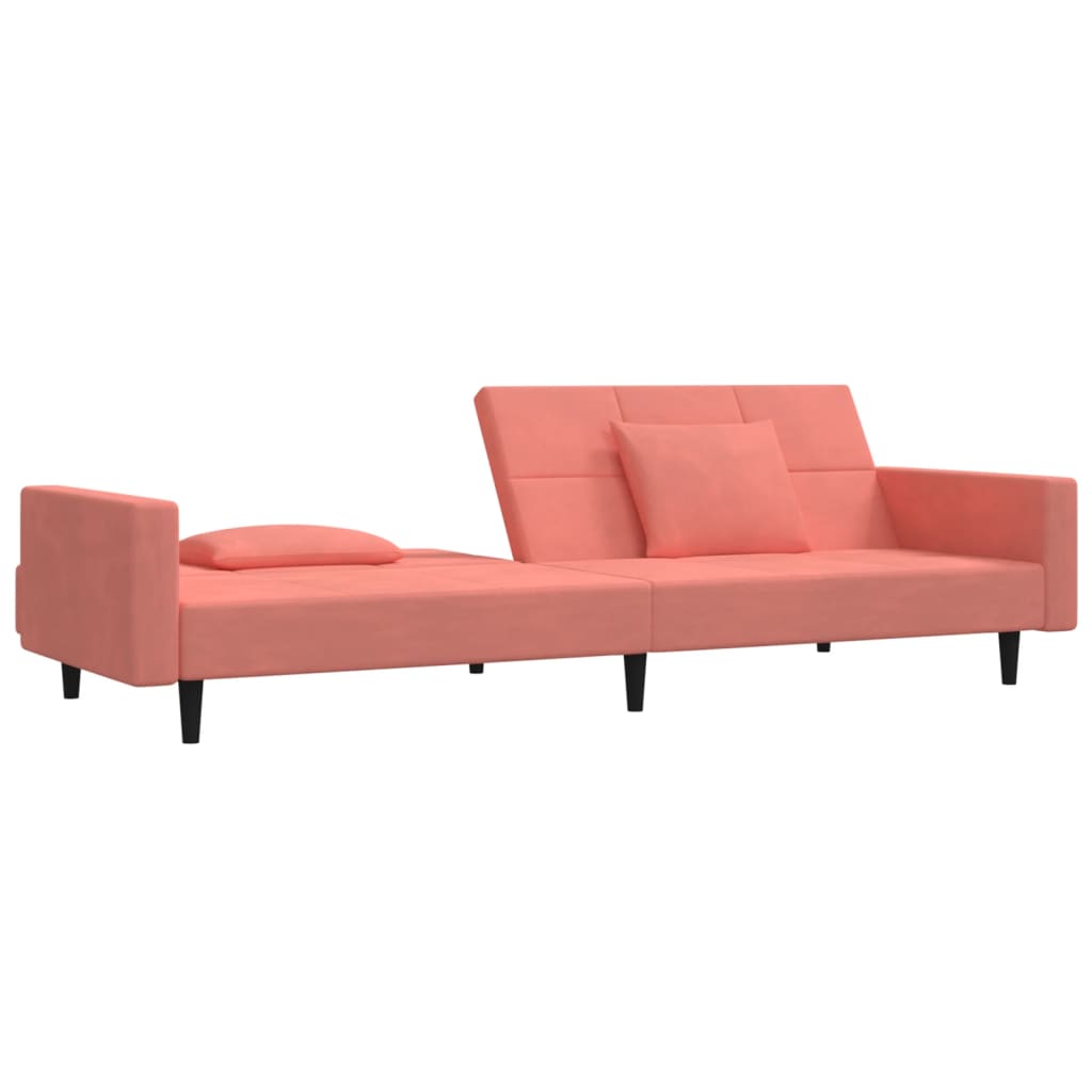 Slaapbank 2-zits met 2 kussens fluweel roze is nu te koop bij PeponiXL, paradijselijk wonen!