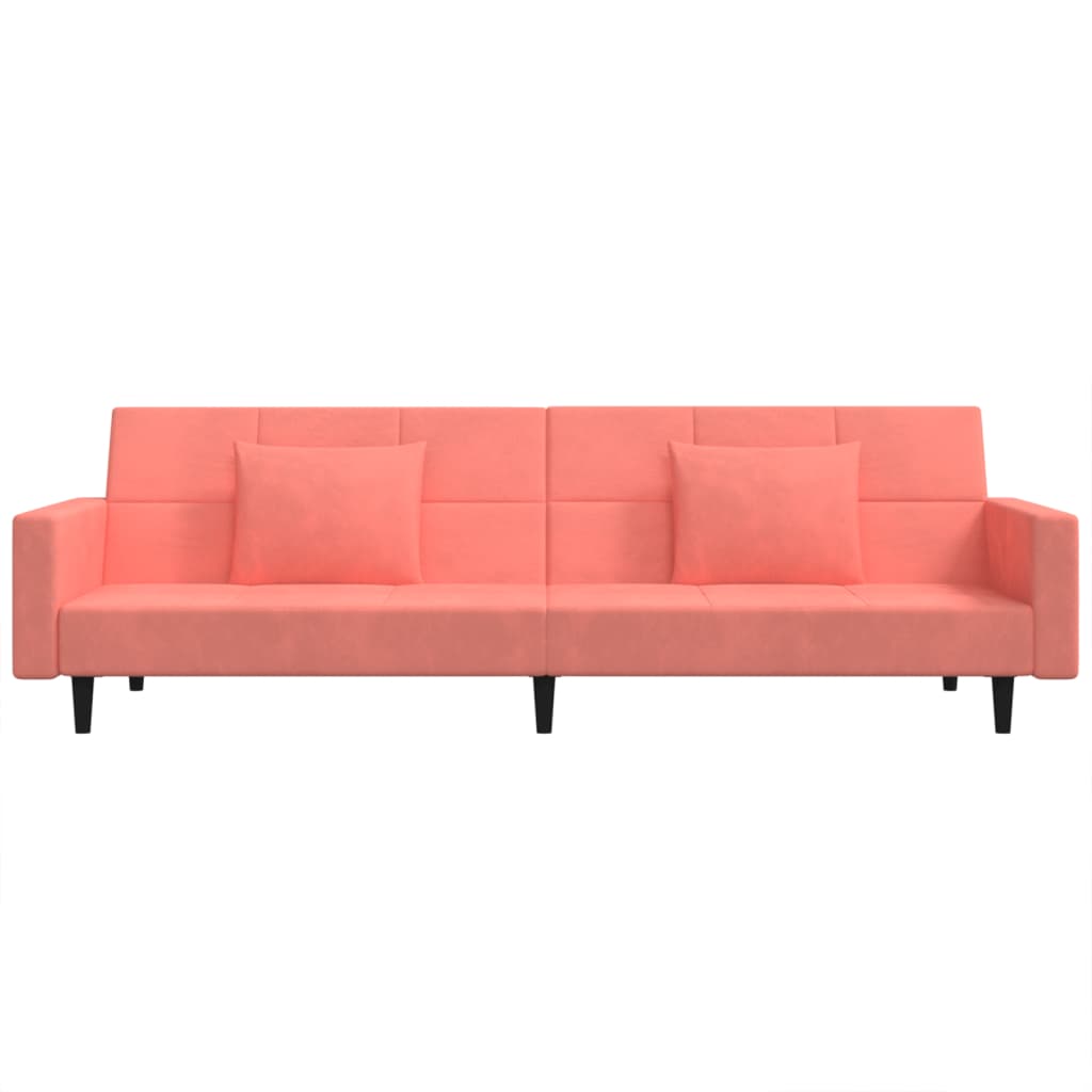 Slaapbank 2-zits met 2 kussens fluweel roze is nu te koop bij PeponiXL, paradijselijk wonen!