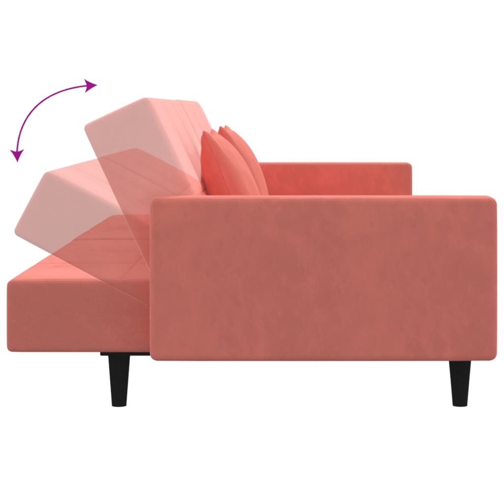 Slaapbank 2-zits met 2 kussens fluweel roze is nu te koop bij PeponiXL, paradijselijk wonen!