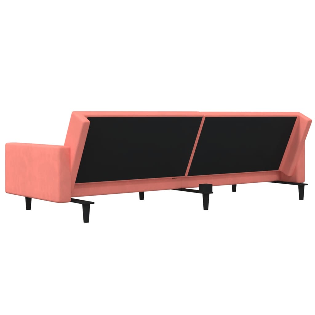 Slaapbank 2-zits met 2 kussens fluweel roze is nu te koop bij PeponiXL, paradijselijk wonen!