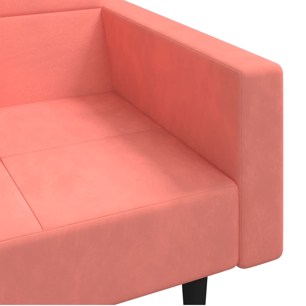 Slaapbank 2-zits met 2 kussens fluweel roze is nu te koop bij PeponiXL, paradijselijk wonen!