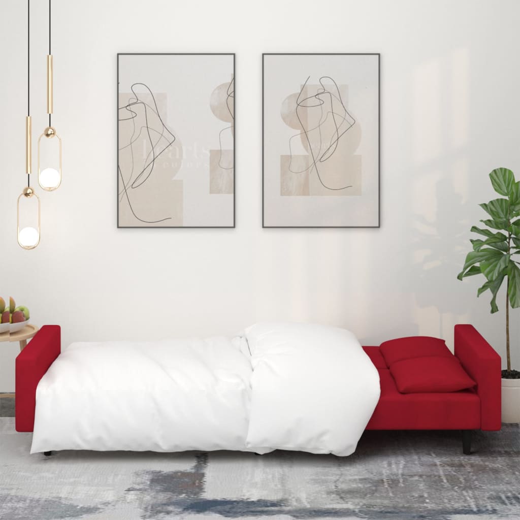 Slaapbank 2-zits met 2 kussens fluweel wijnrood is nu te koop bij PeponiXL, paradijselijk wonen!
