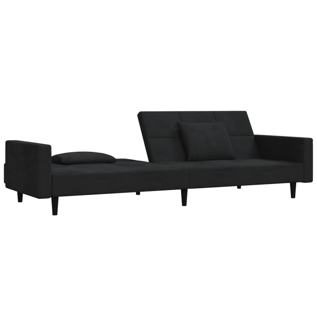 Slaapbank 2-zits met 2 kussens fluweel zwart is nu te koop bij PeponiXL, paradijselijk wonen!