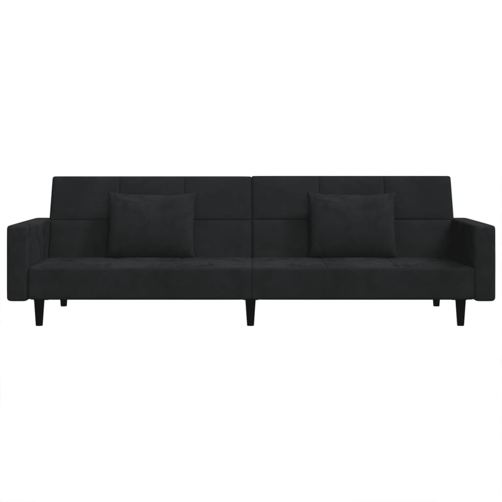Slaapbank 2-zits met 2 kussens fluweel zwart is nu te koop bij PeponiXL, paradijselijk wonen!