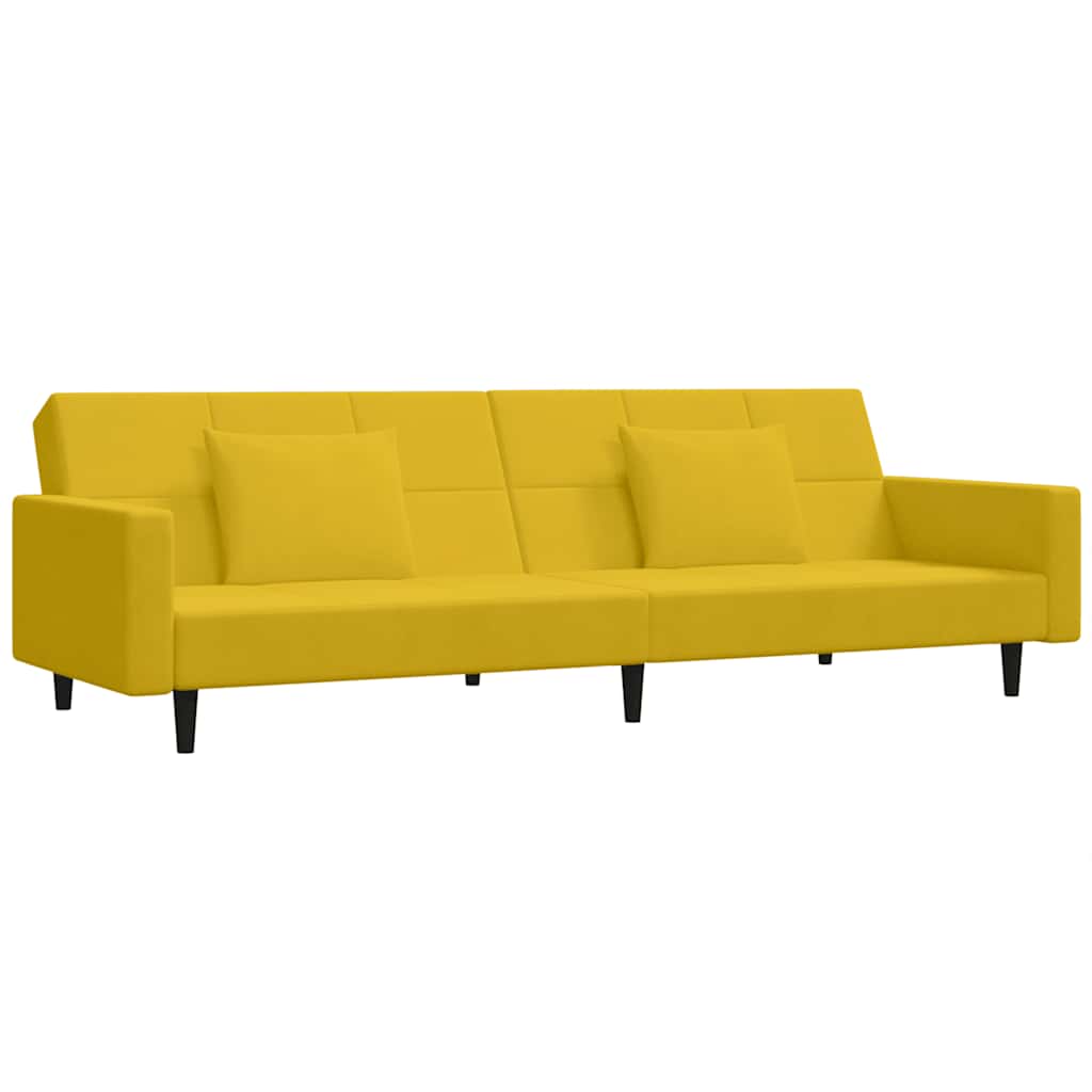 Slaapbank 2-zits met 2 kussens fluweel geel is nu te koop bij PeponiXL, paradijselijk wonen!