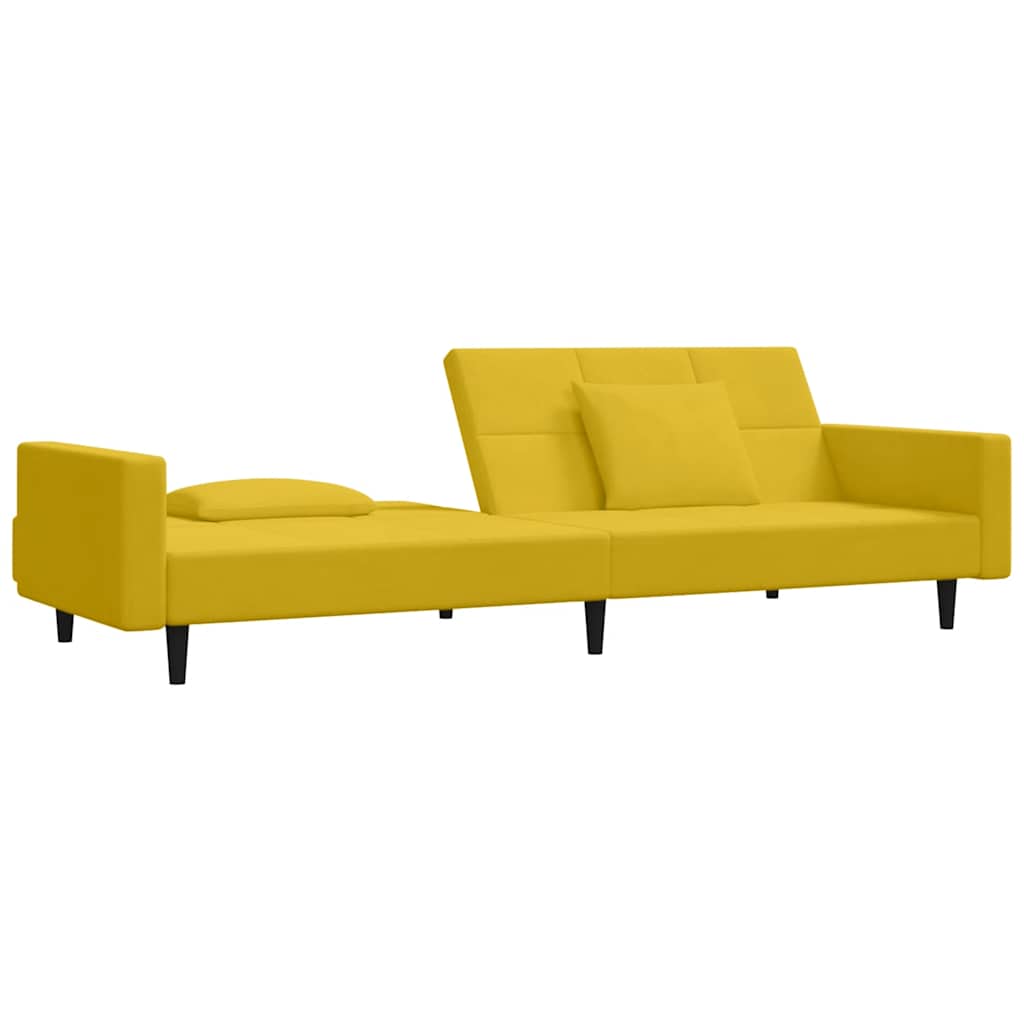 Slaapbank 2-zits met 2 kussens fluweel geel is nu te koop bij PeponiXL, paradijselijk wonen!