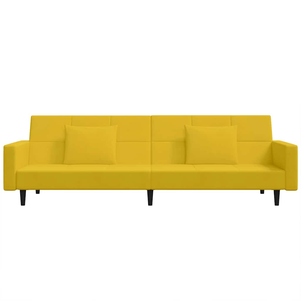 Slaapbank 2-zits met 2 kussens fluweel geel is nu te koop bij PeponiXL, paradijselijk wonen!