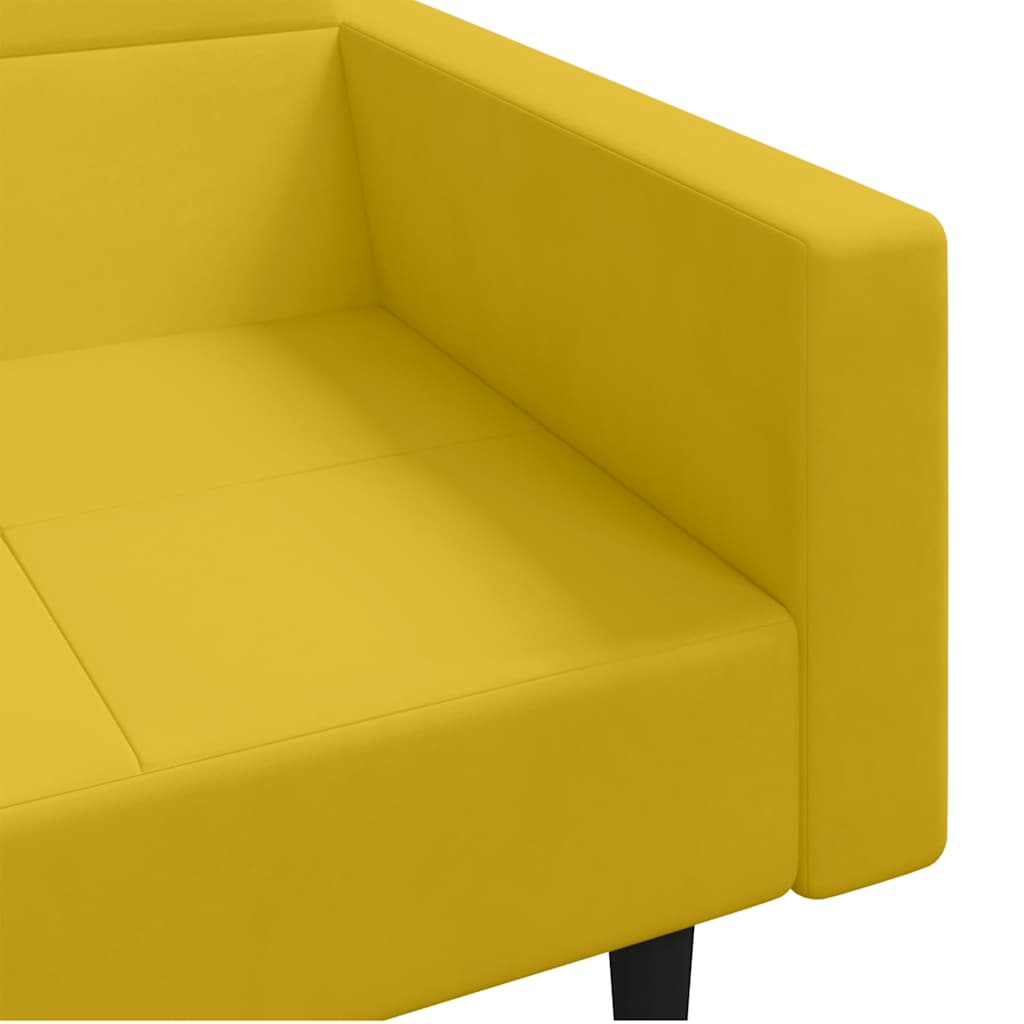 Slaapbank 2-zits met 2 kussens fluweel geel is nu te koop bij PeponiXL, paradijselijk wonen!