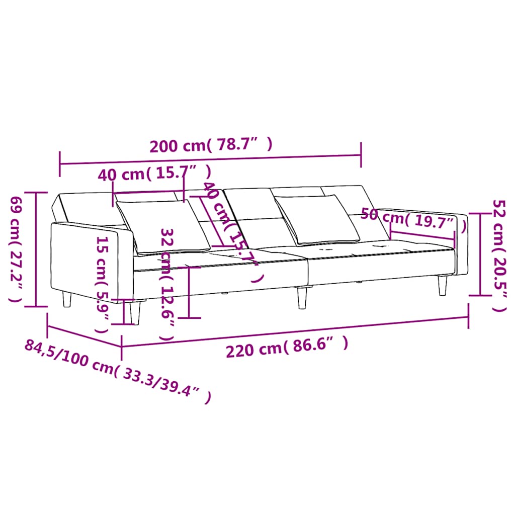 Slaapbank 2-zits met 2 kussens fluweel geel is nu te koop bij PeponiXL, paradijselijk wonen!