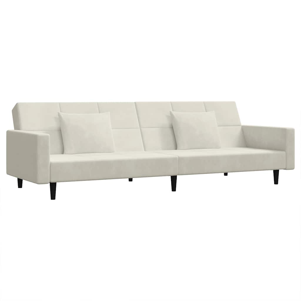 Slaapbank 2-zits met 2 kussens fluweel crèmekleurig is nu te koop bij PeponiXL, paradijselijk wonen!