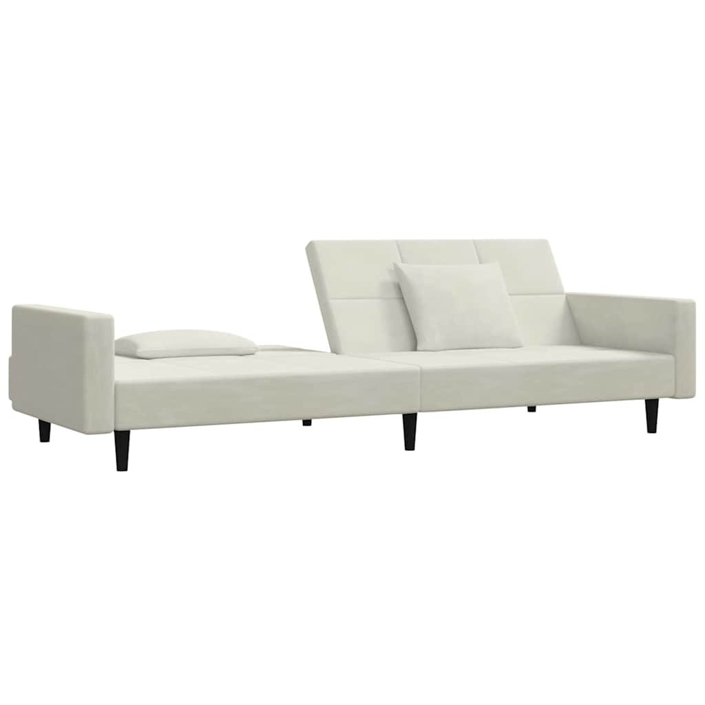 Slaapbank 2-zits met 2 kussens fluweel crèmekleurig is nu te koop bij PeponiXL, paradijselijk wonen!