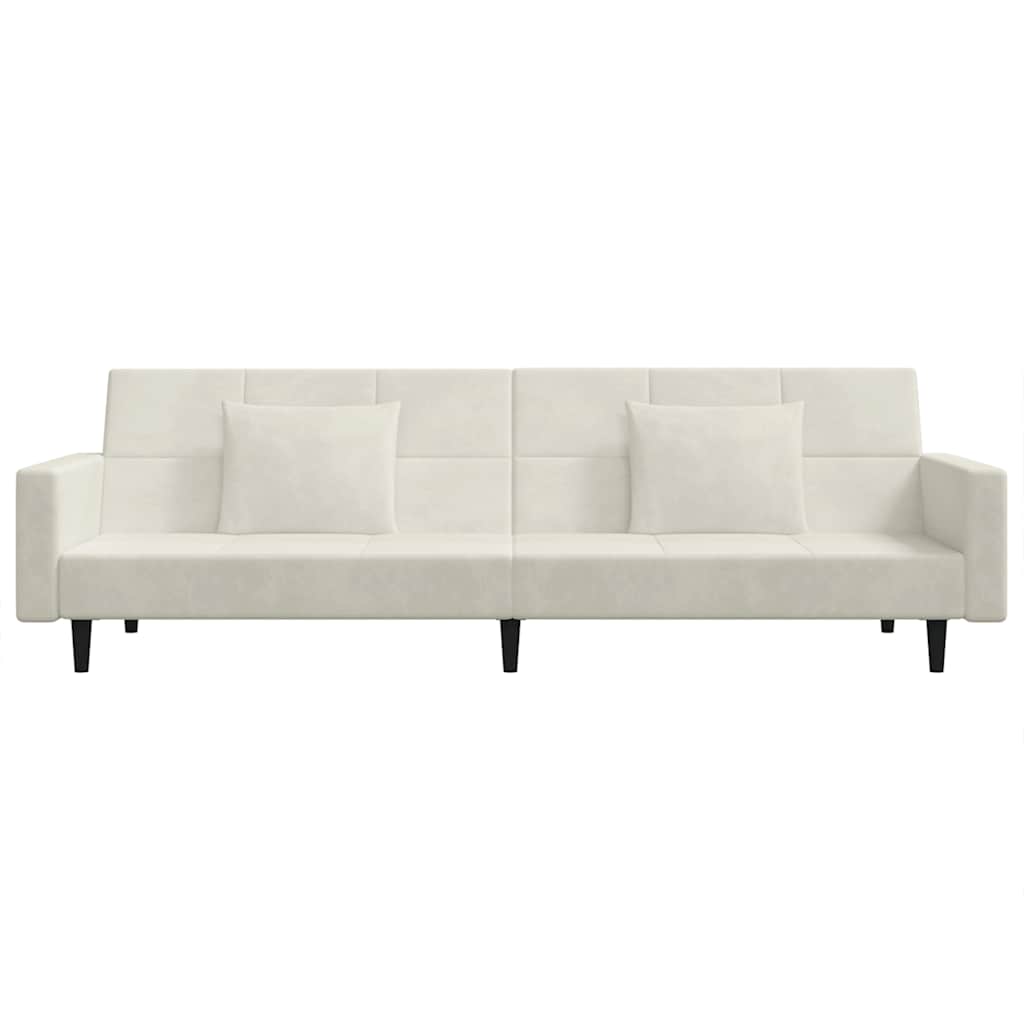 Slaapbank 2-zits met 2 kussens fluweel crèmekleurig is nu te koop bij PeponiXL, paradijselijk wonen!
