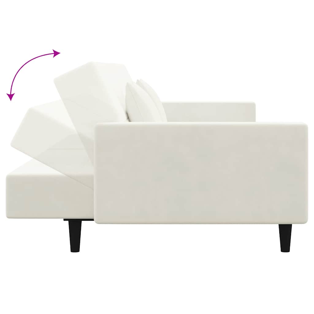 Slaapbank 2-zits met 2 kussens fluweel crèmekleurig is nu te koop bij PeponiXL, paradijselijk wonen!