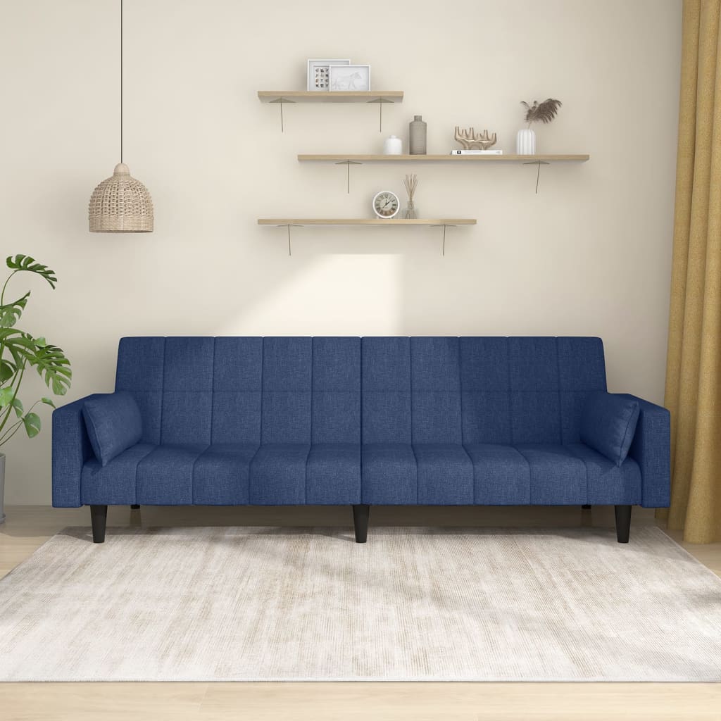 Slaapbank 2-zits met 2 kussens stof blauw is nu te koop bij PeponiXL, paradijselijk wonen!