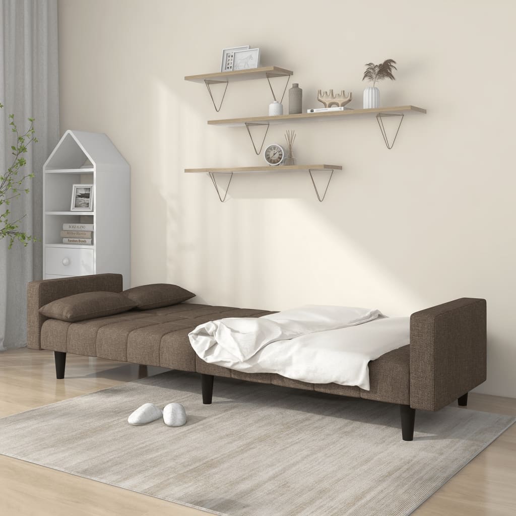 Slaapbank 2-zits met 2 kussens stof taupe is nu te koop bij PeponiXL, paradijselijk wonen!