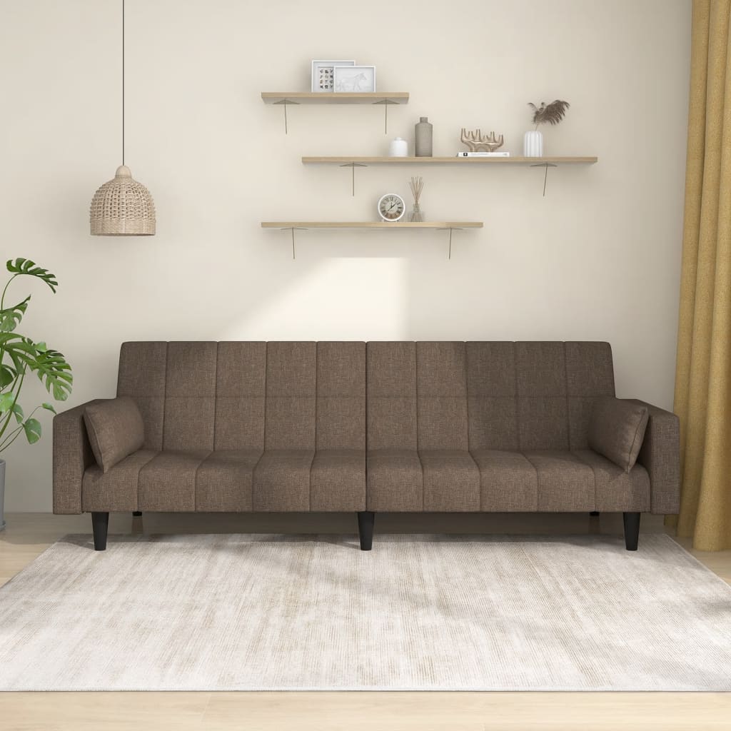 Slaapbank 2-zits met 2 kussens stof taupe is nu te koop bij PeponiXL, paradijselijk wonen!