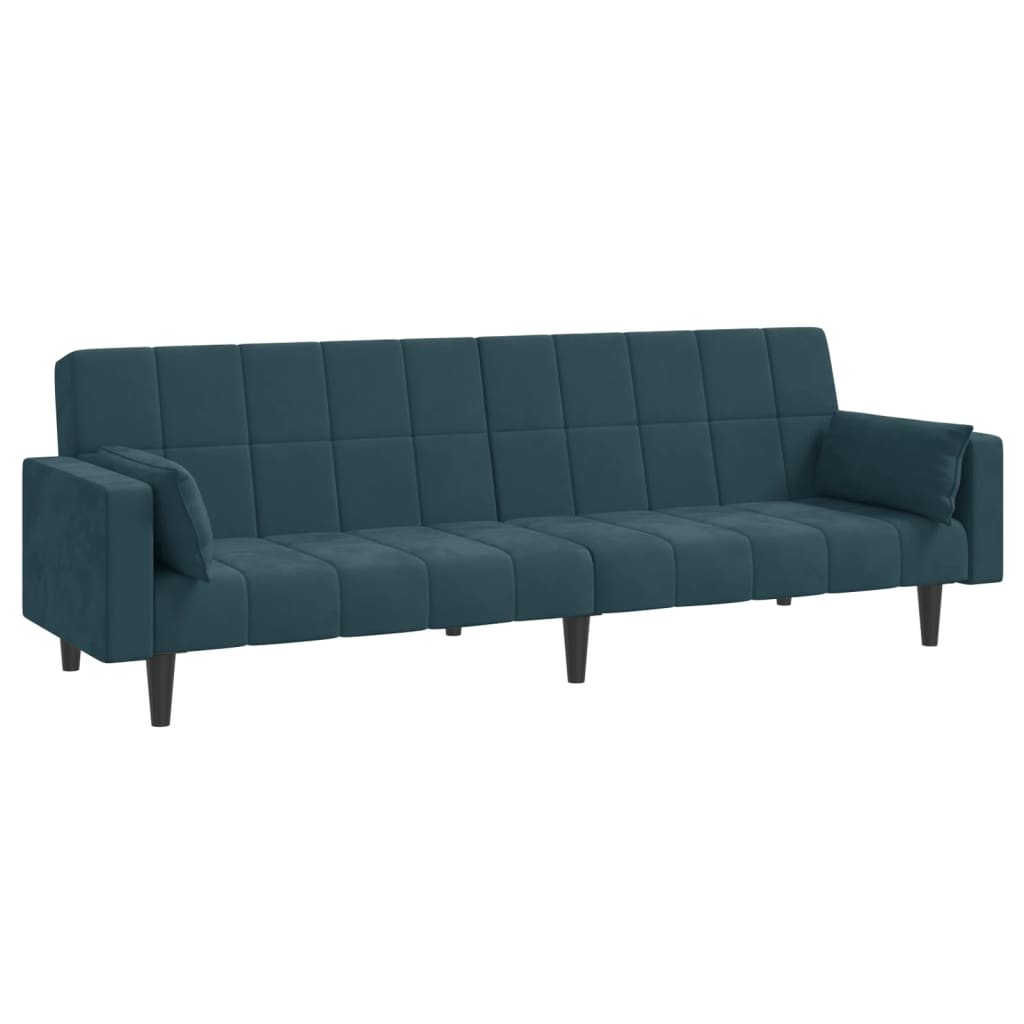 Slaapbank 2-zits met 2 kussens fluweel blauw is nu te koop bij PeponiXL, paradijselijk wonen!