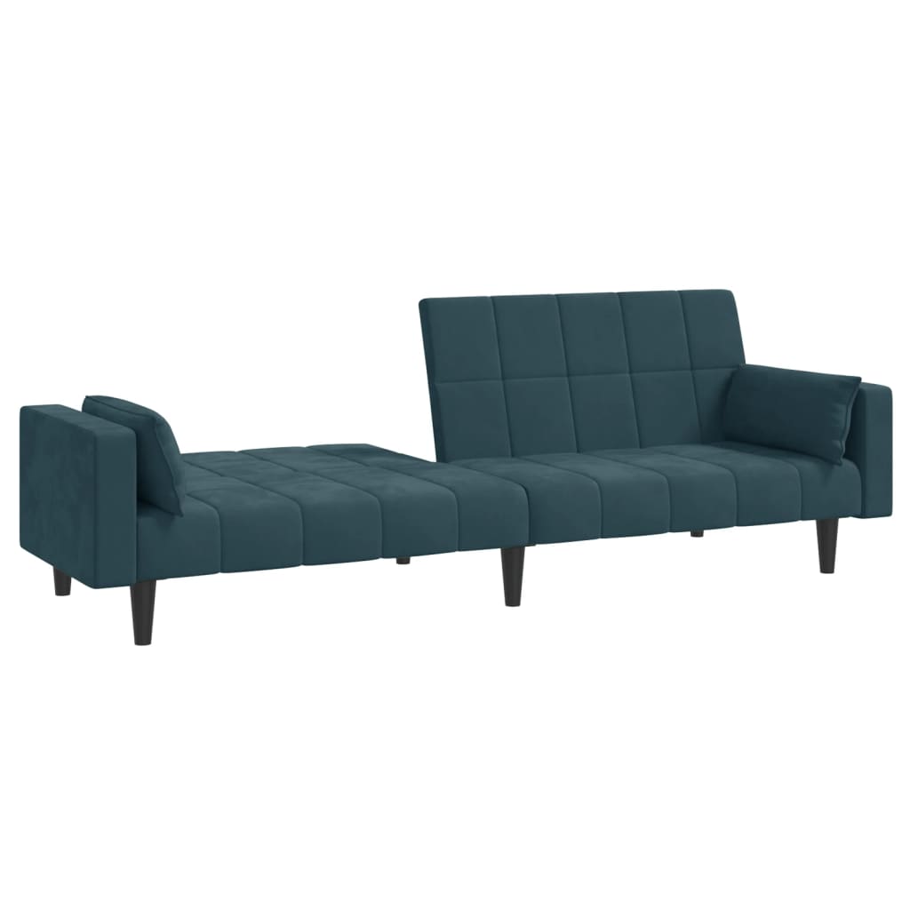 Slaapbank 2-zits met 2 kussens fluweel blauw is nu te koop bij PeponiXL, paradijselijk wonen!