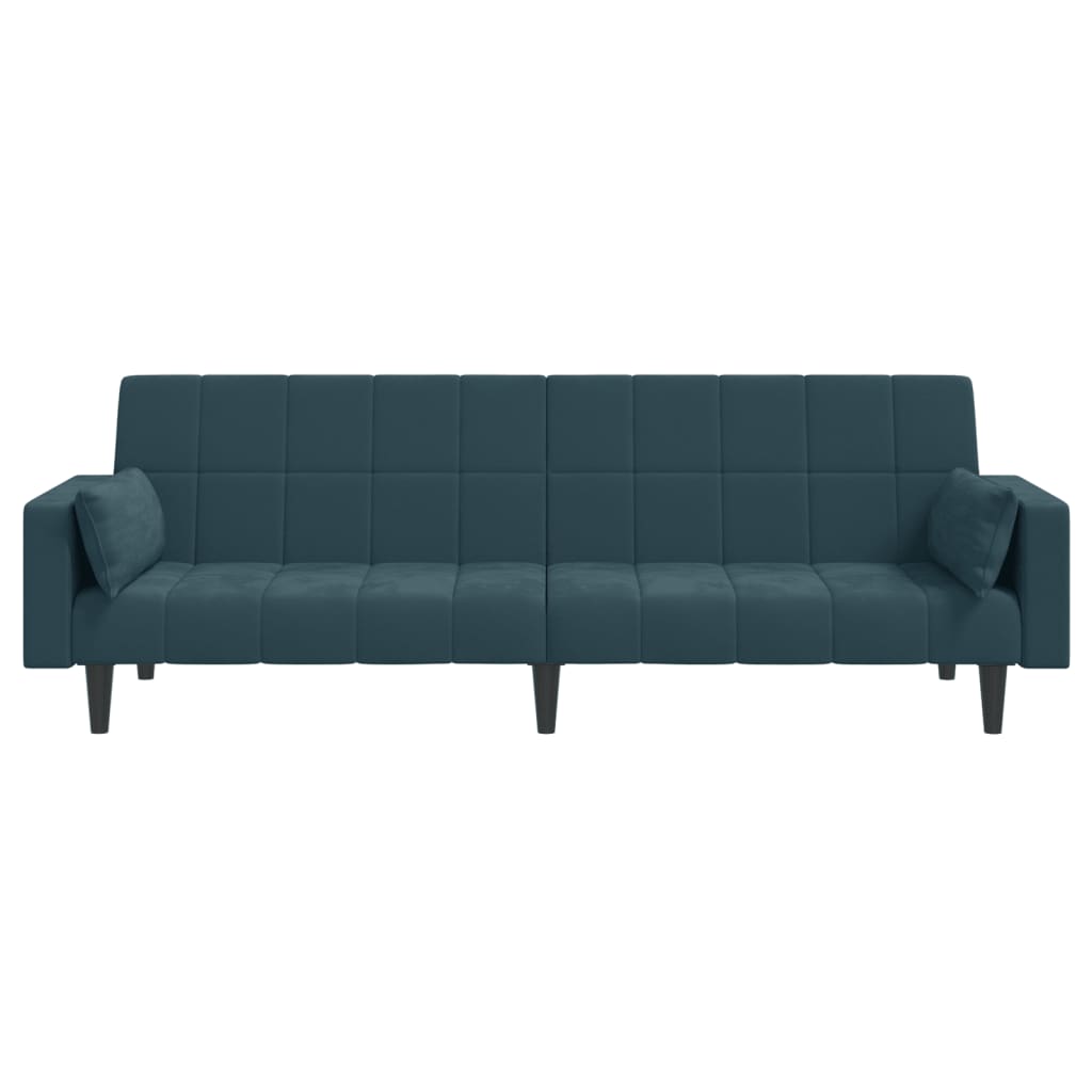 Slaapbank 2-zits met 2 kussens fluweel blauw is nu te koop bij PeponiXL, paradijselijk wonen!