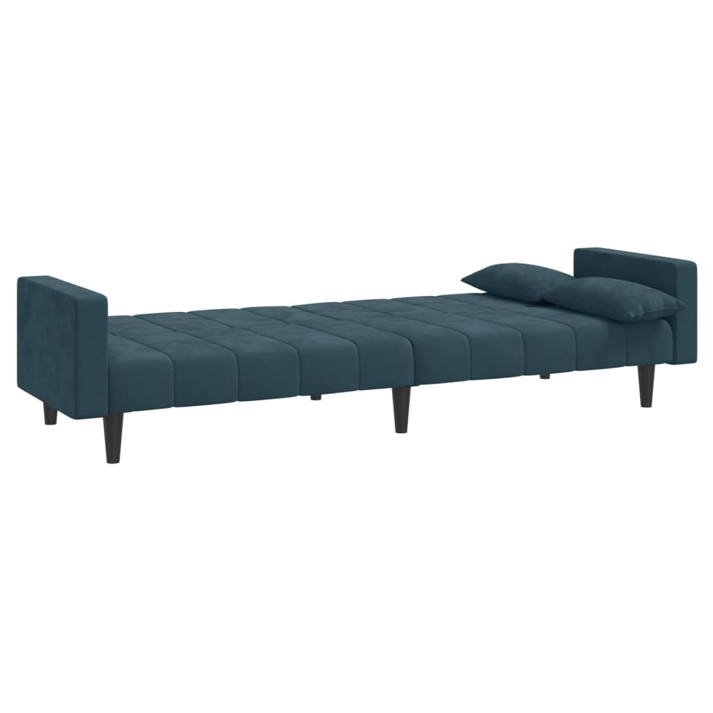 Slaapbank 2-zits met 2 kussens fluweel blauw is nu te koop bij PeponiXL, paradijselijk wonen!