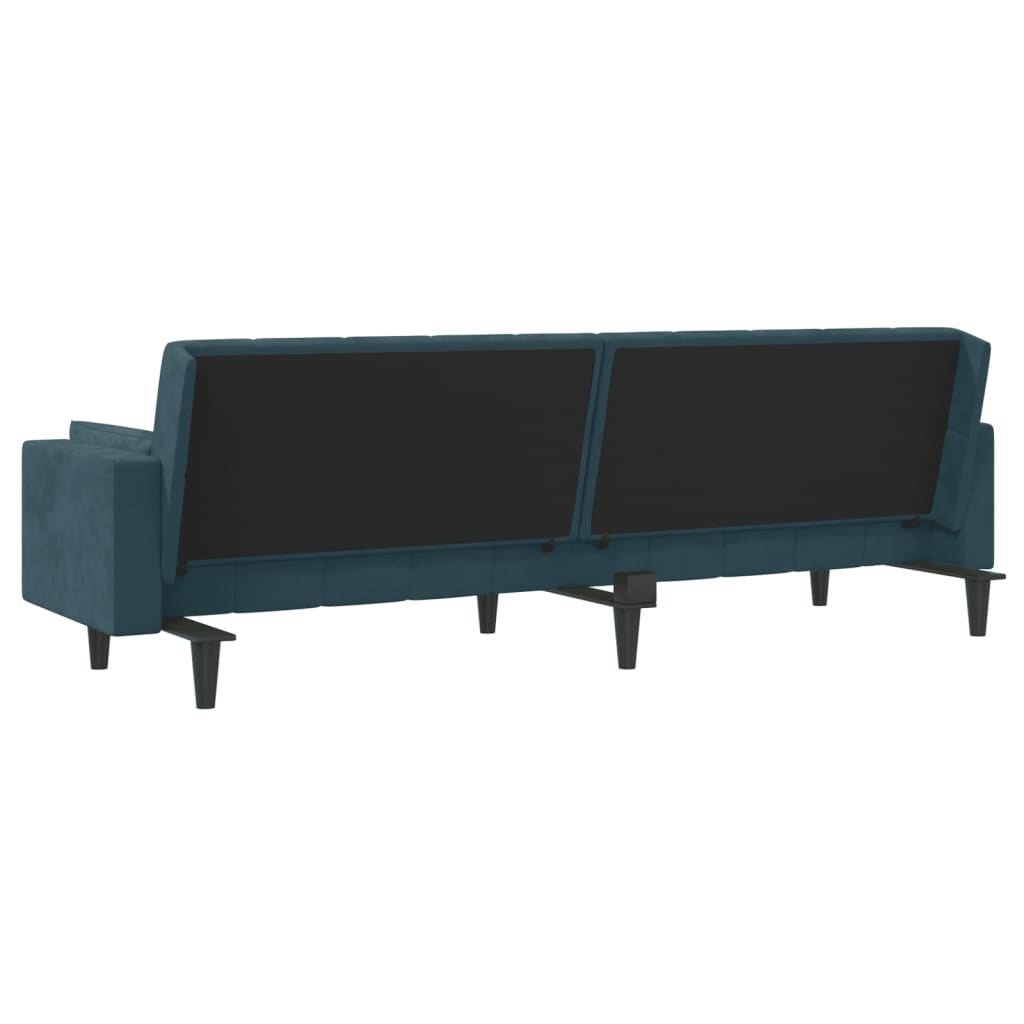 Slaapbank 2-zits met 2 kussens fluweel blauw is nu te koop bij PeponiXL, paradijselijk wonen!