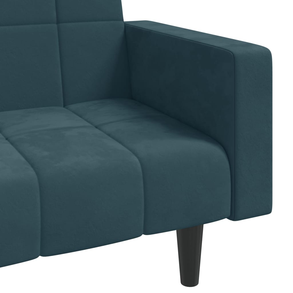 Slaapbank 2-zits met 2 kussens fluweel blauw is nu te koop bij PeponiXL, paradijselijk wonen!