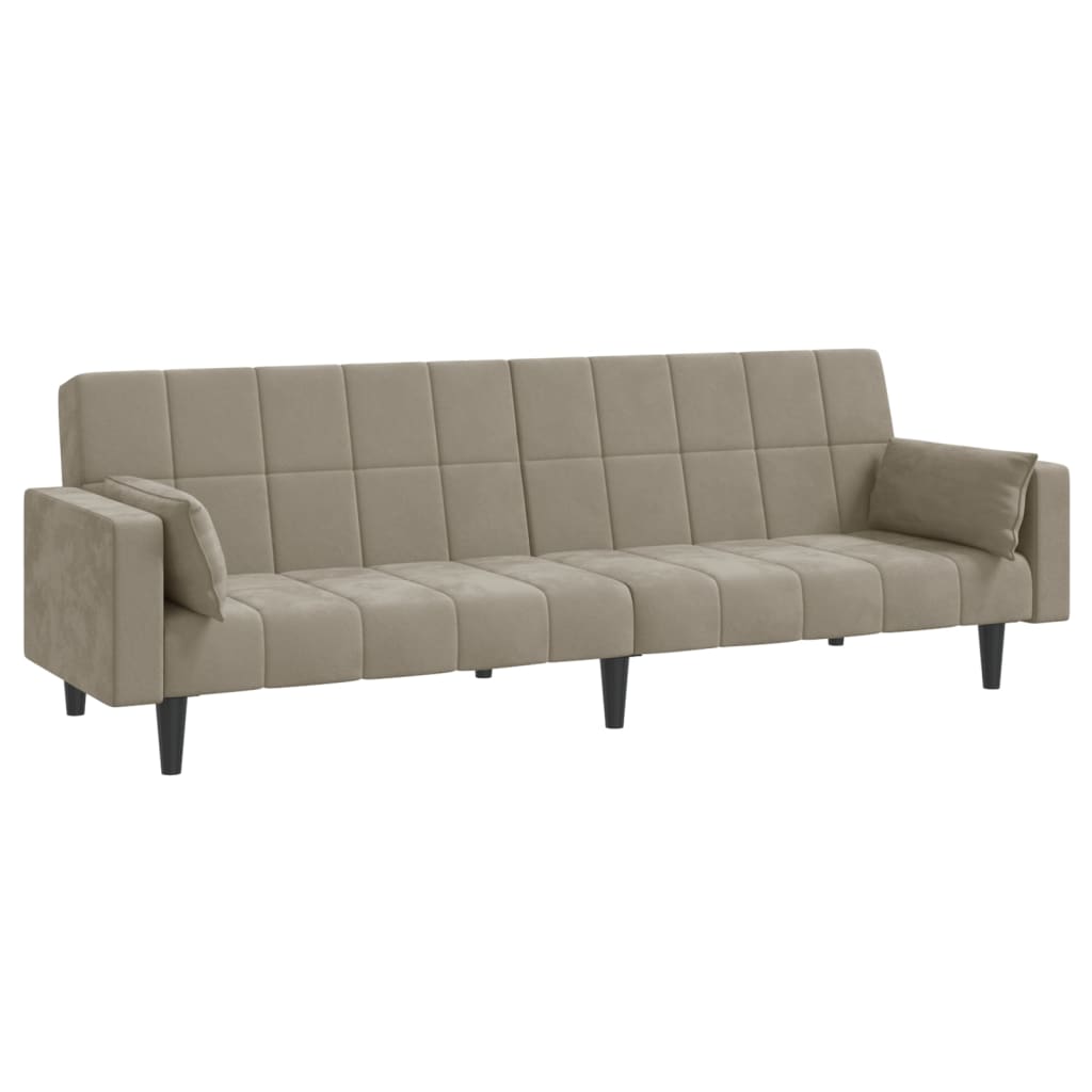 Slaapbank 2-zits met 2 kussens fluweel lichtgrijs is nu te koop bij PeponiXL, paradijselijk wonen!