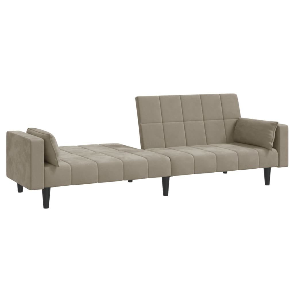 Slaapbank 2-zits met 2 kussens fluweel lichtgrijs is nu te koop bij PeponiXL, paradijselijk wonen!
