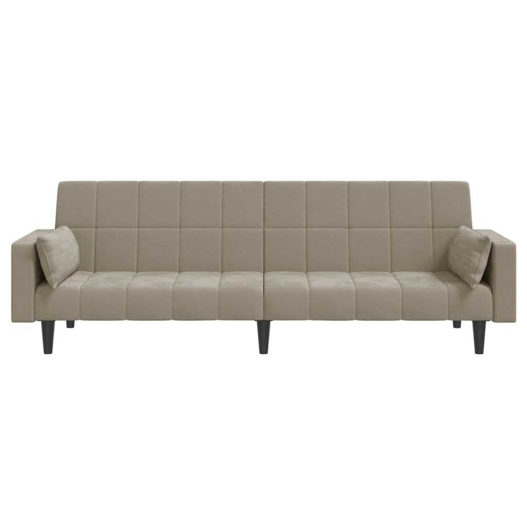 Slaapbank 2-zits met 2 kussens fluweel lichtgrijs is nu te koop bij PeponiXL, paradijselijk wonen!