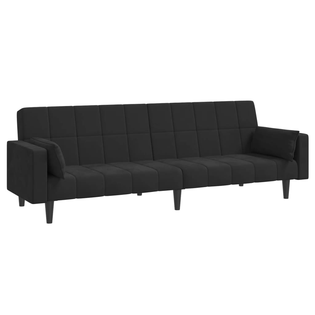 Slaapbank 2-zits met 2 kussens fluweel zwart is nu te koop bij PeponiXL, paradijselijk wonen!