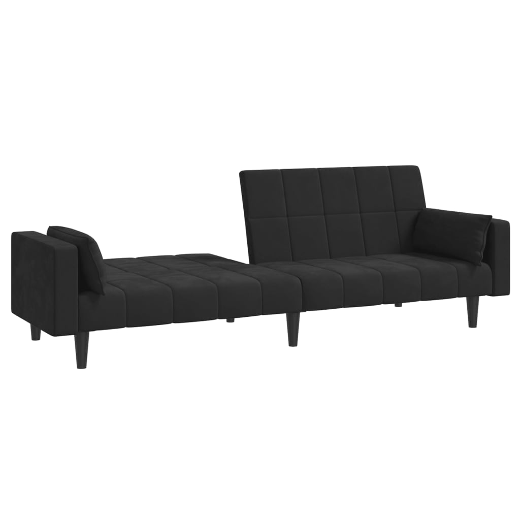 Slaapbank 2-zits met 2 kussens fluweel zwart is nu te koop bij PeponiXL, paradijselijk wonen!