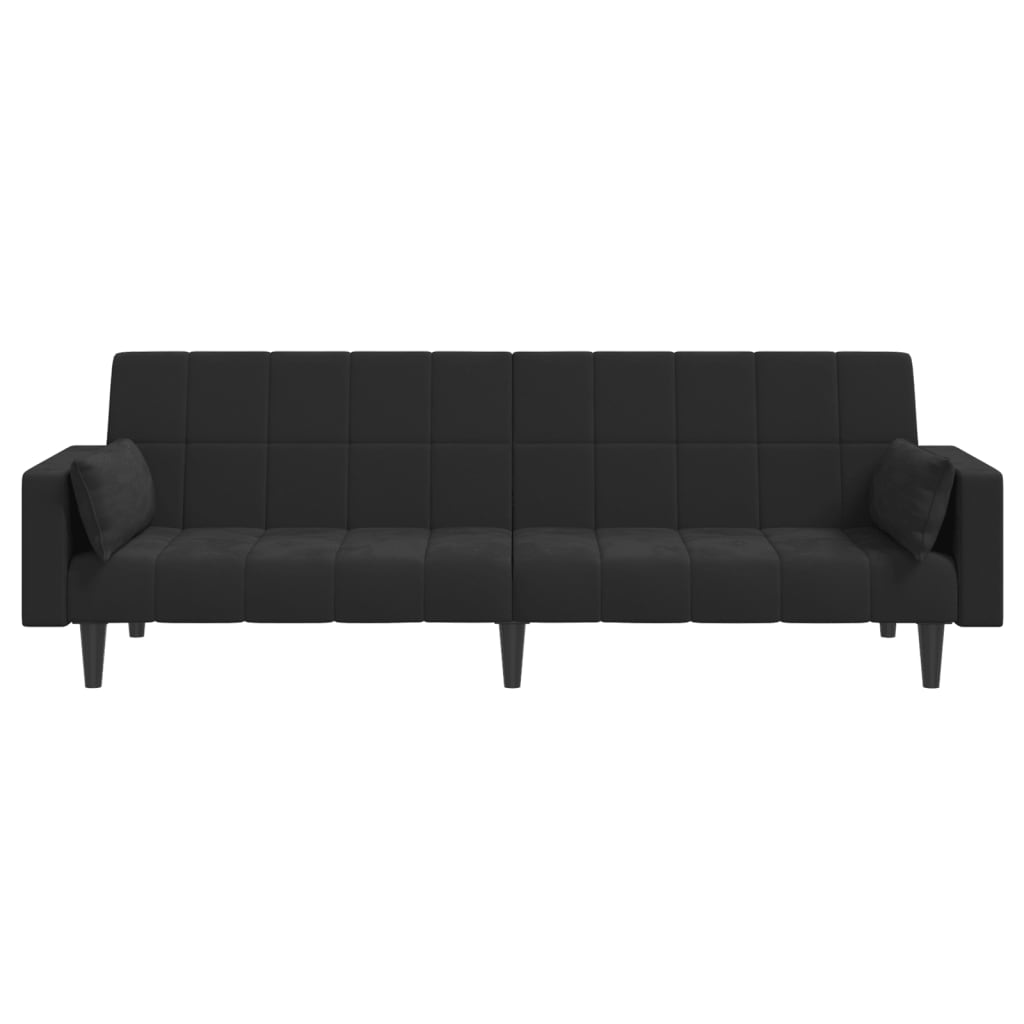 Slaapbank 2-zits met 2 kussens fluweel zwart is nu te koop bij PeponiXL, paradijselijk wonen!