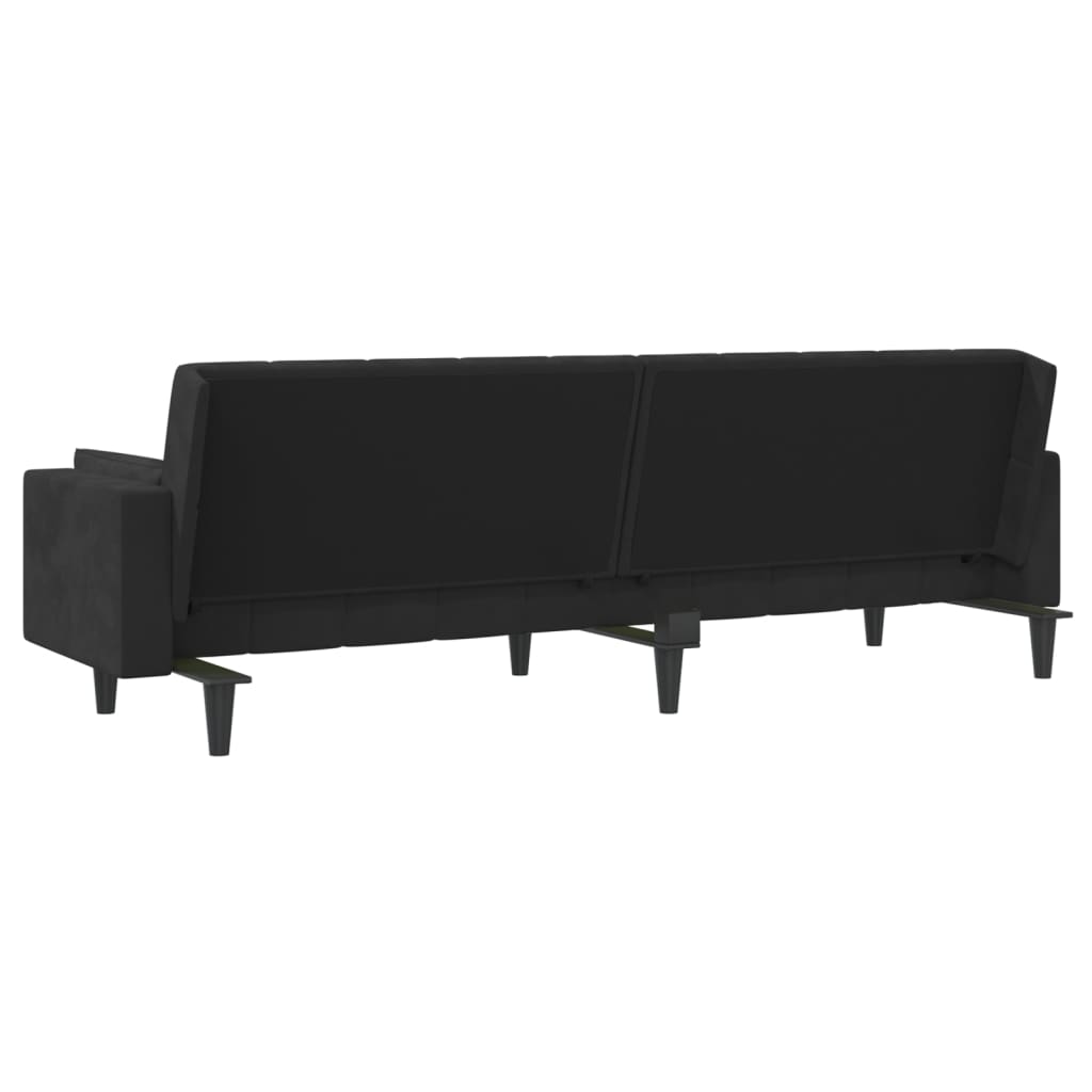 Slaapbank 2-zits met 2 kussens fluweel zwart is nu te koop bij PeponiXL, paradijselijk wonen!