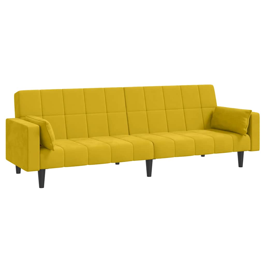 Slaapbank 2-zits met 2 kussens fluweel geel is nu te koop bij PeponiXL, paradijselijk wonen!