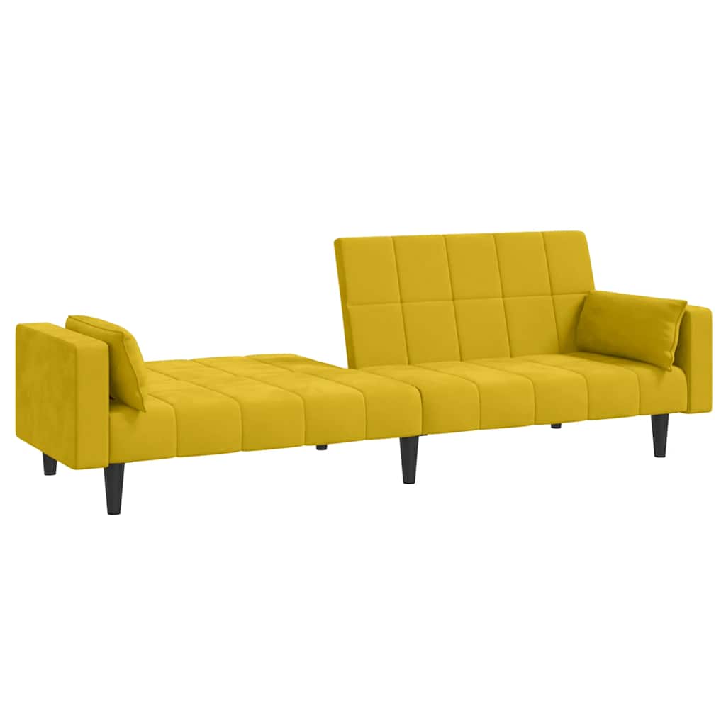 Slaapbank 2-zits met 2 kussens fluweel geel is nu te koop bij PeponiXL, paradijselijk wonen!