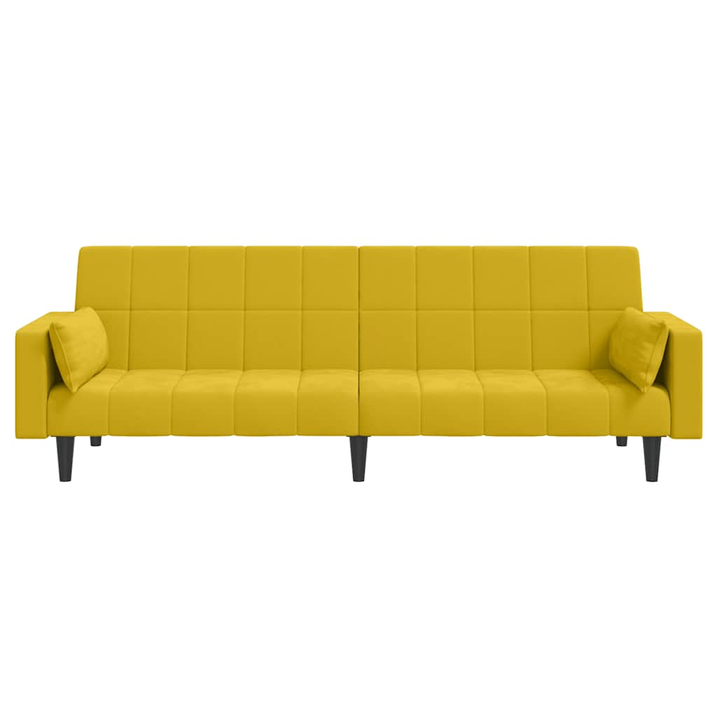 Slaapbank 2-zits met 2 kussens fluweel geel is nu te koop bij PeponiXL, paradijselijk wonen!