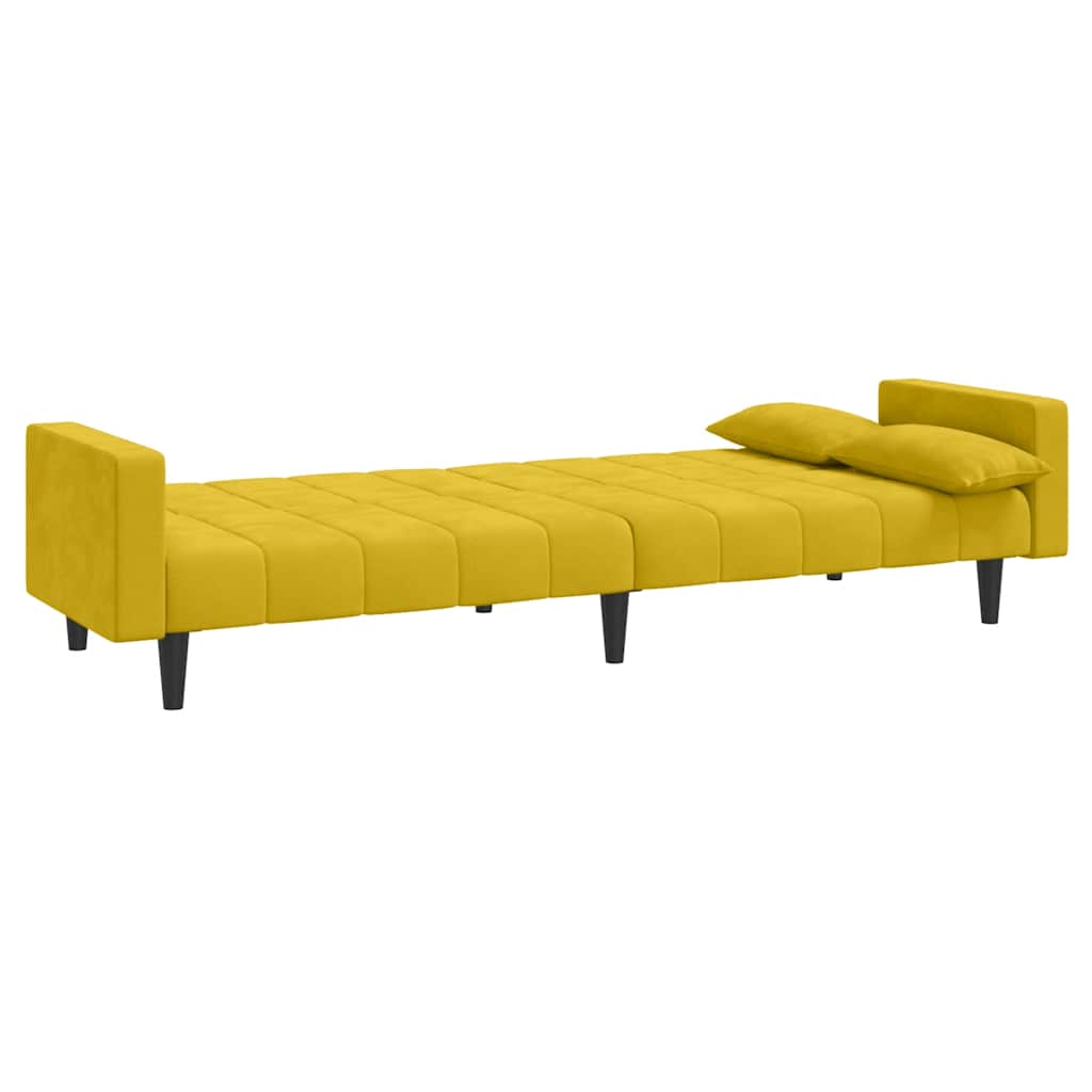 Slaapbank 2-zits met 2 kussens fluweel geel is nu te koop bij PeponiXL, paradijselijk wonen!